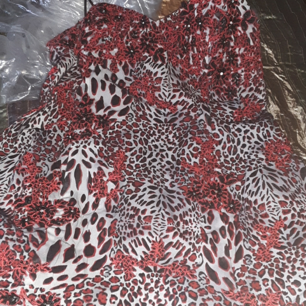 Gorgeous gown with a red print